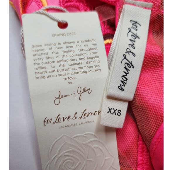 For Love & Lemons Graphic Hearts Garter Embroidered Lingerie Victoria's Secret - Picture 9 of 12